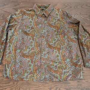 Ralph Lauren - Lauren Paisley Button Down Shirt Size 1X
